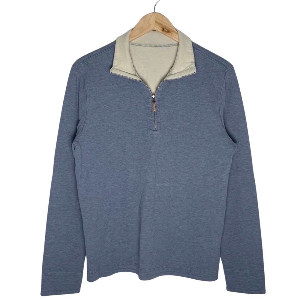 Banana Republic | Men | Blue Ivory Reversible Quarter Zip Sweater | Size Medium